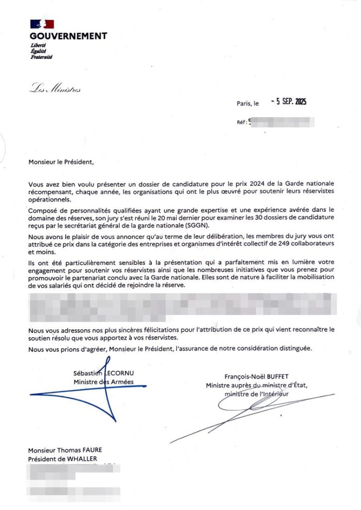 prix garde nationale whaller