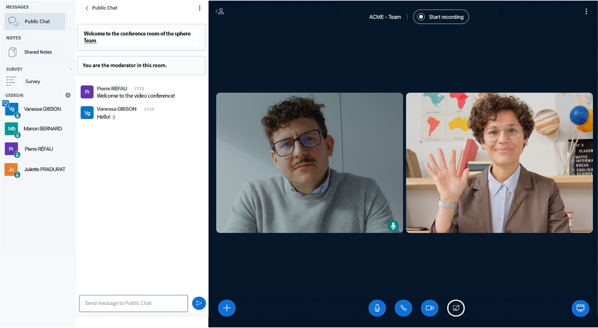 Whaller AI recording a video conference