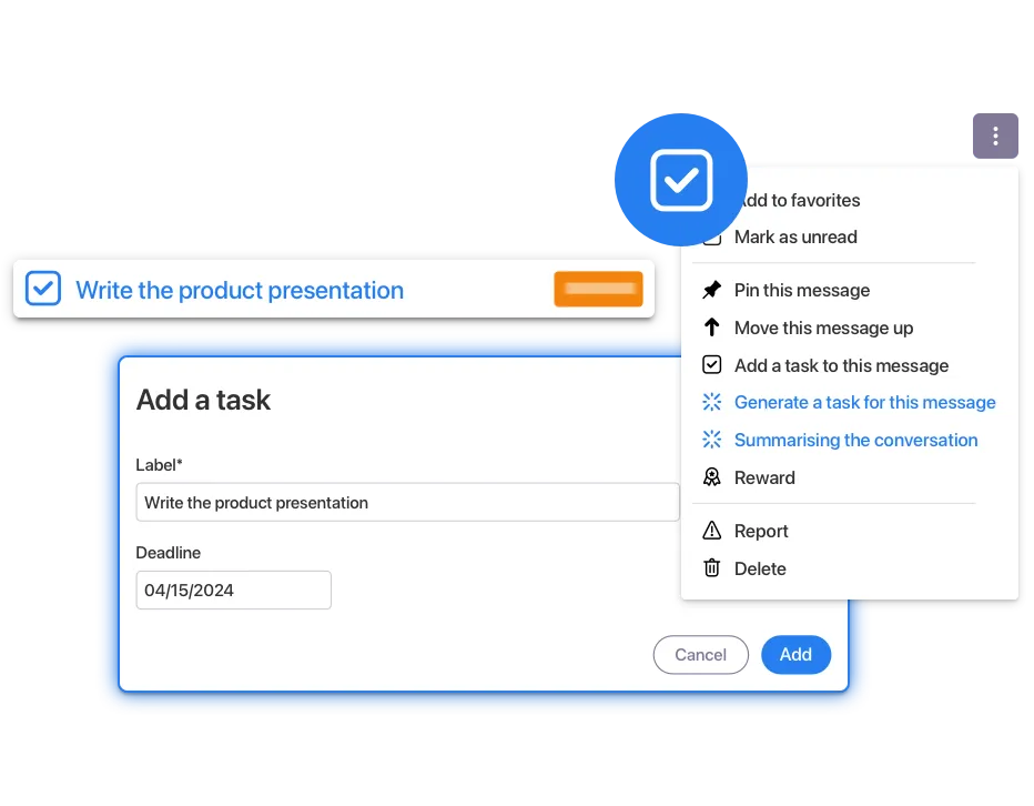 Automatic task generation from a Whaller conversation using AI